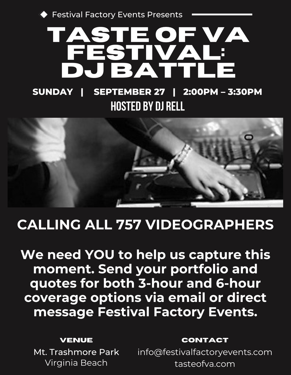 Calling all 757 videographers — Taste of VA Festival needs video coverage at Mt. Trashmore Park, Virginia Beach